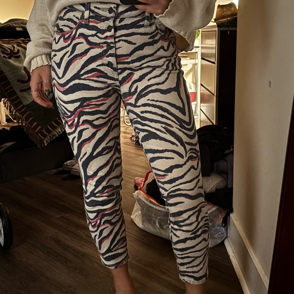 Zebra Print High-Waisted Jeans